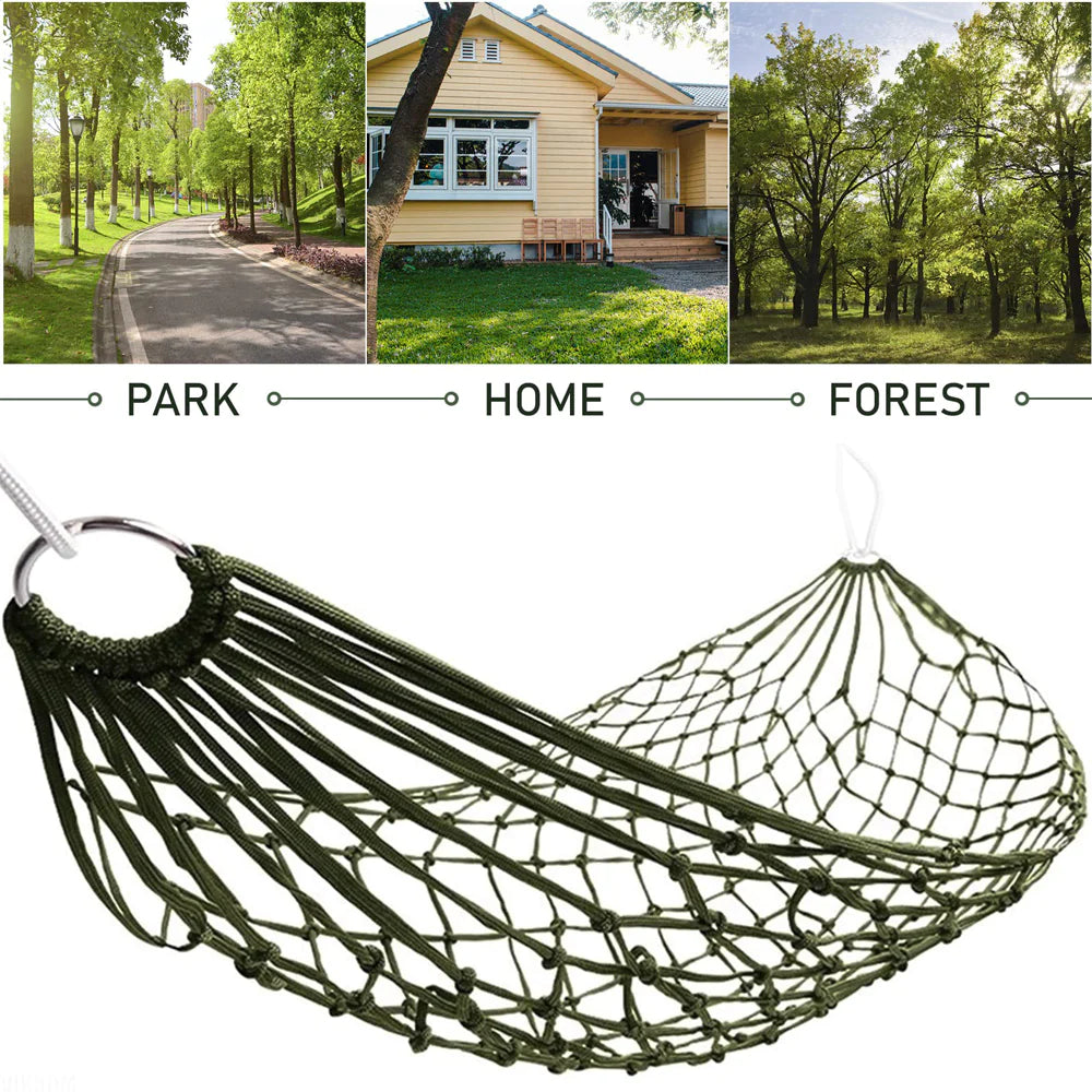 Relax Anywhere, Anytime: Portable Nylon Mesh Hammock - Your Essential Outdoor Comfort Companion