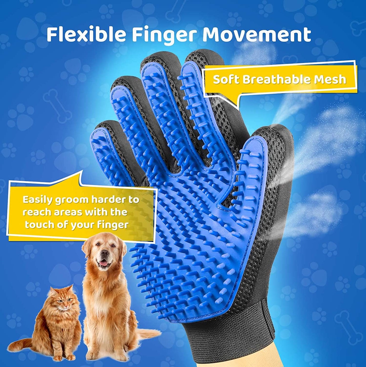 FurBuster Gentle Touch Pet Grooming Glove: Efficient Hair Remover for Happy Pets