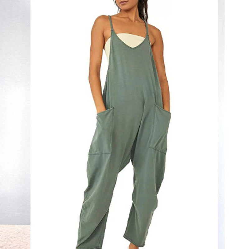 Women's Overalls Harem Suspenders Loose Jumpsuit Loose Trousers Overalls Bodysuit Ladies Casual Pocket Wide Leg Pants