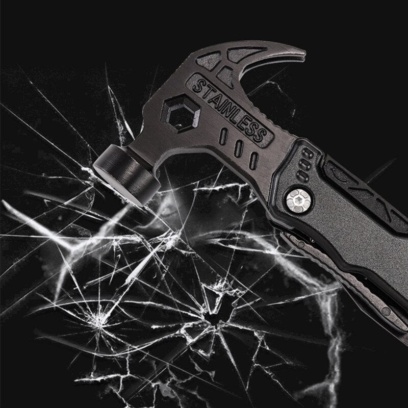 Outdoor Multi-Functional Claw Hammer Vehicle Safety Folding Hammer Broken Window Escape Hammer Woodworking Hammer Camping Tool