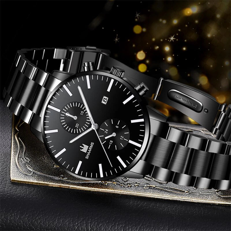 Mens Fashion Business Quartz Watch Stainless Steel including bracelet 