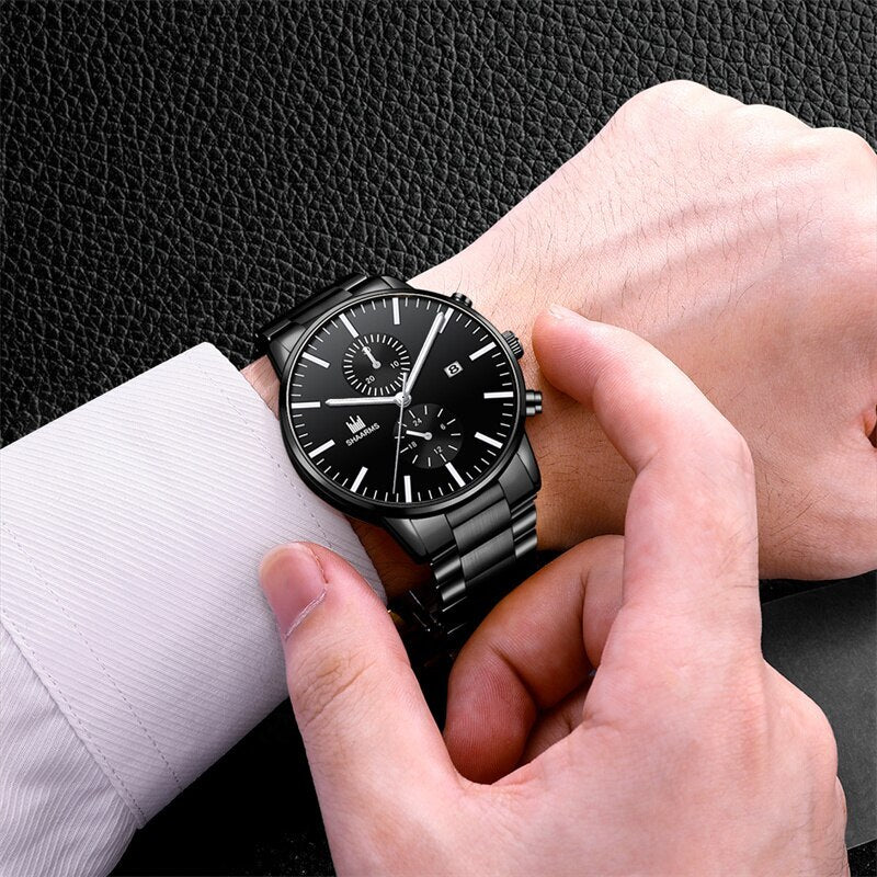 Mens Fashion Business Quartz Watch Stainless Steel including bracelet 