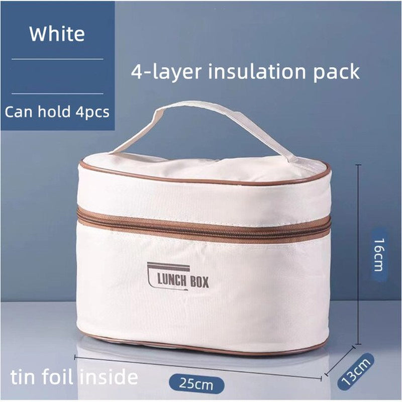 Stainless Steel Thermal Lunch Box Portable Double Layer Lunch Box with Dedicated Insulation Bag for Office Worker Student Picnic