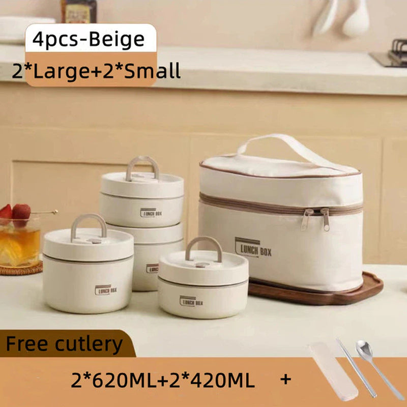 Stainless Steel Thermal Lunch Box Portable Double Layer Lunch Box with Dedicated Insulation Bag for Office Worker Student Picnic