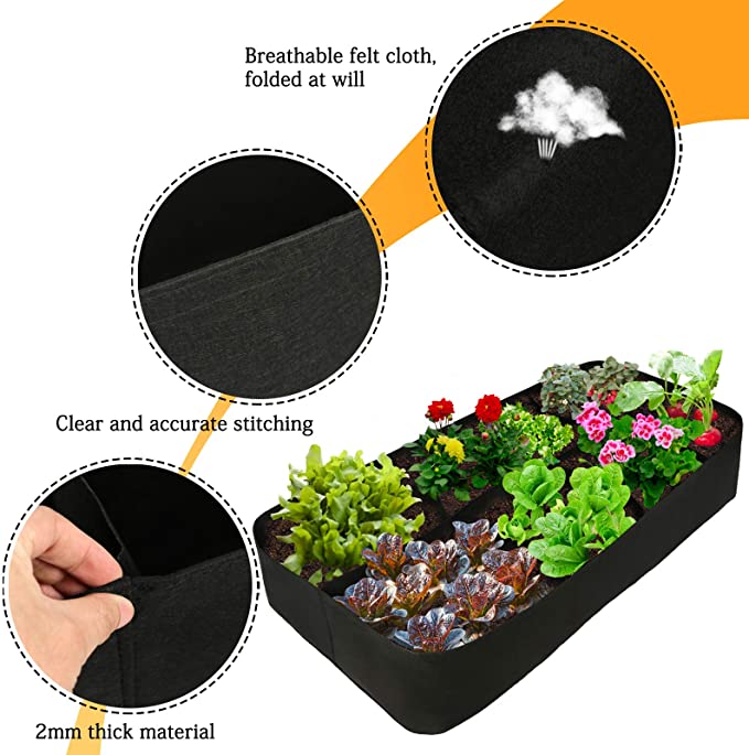 Felt Multi-Grid Rectangular Planting Bag Vegetable Split Planting Bag Green Growing Garden Flowerpot Beautiful Planting Bag for urban areasand nomads 