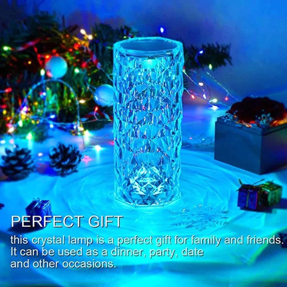 16/3 Colors Crystal Table Lamp Touch Remote Diamond Rose Lamp Room Decor Atmosphere Bedsid Night Light Desktop Projector Lights