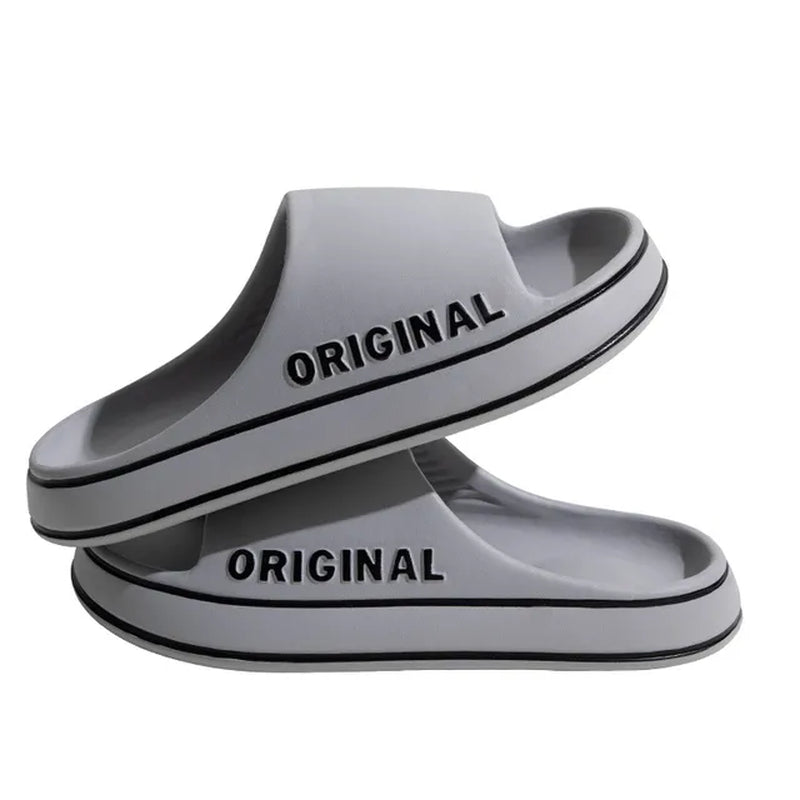 Men Thick Sole Summer Beach Slides Bathroom anti Slip Slipper Soft Sandals Simplicity Ultra Light Letter Shoe