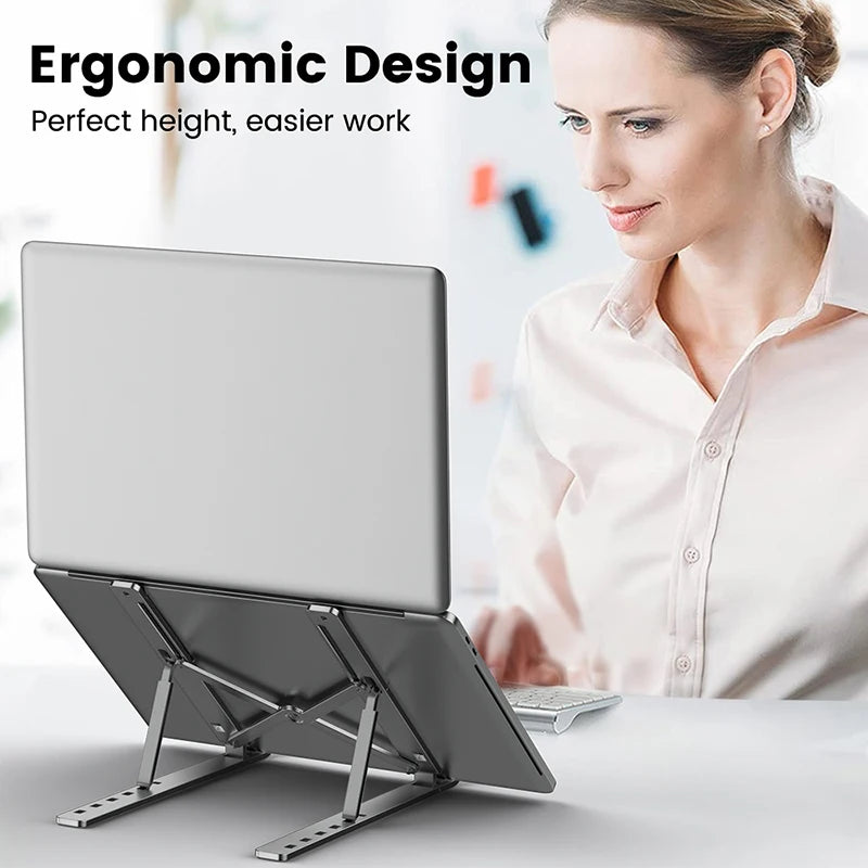 EliteTech: Elevate Your Workspace with the Aluminum Alloy Laptop Stand - Your Portable Solution for Comfort and Efficiency!