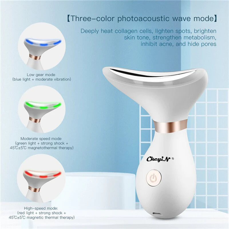 V Shaped Facial Lifting Device Red Light Therapy Face Slimming Tightening Machine EMS Neck Massager Remove Double Chin