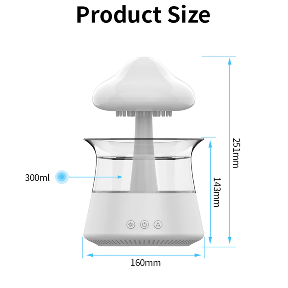 300Ml Mushroom Rain Air Humidifier Rain Cloud Design Colorful Night Light Aroma Diffuser USB Air Diffuser Mist Maker Machine