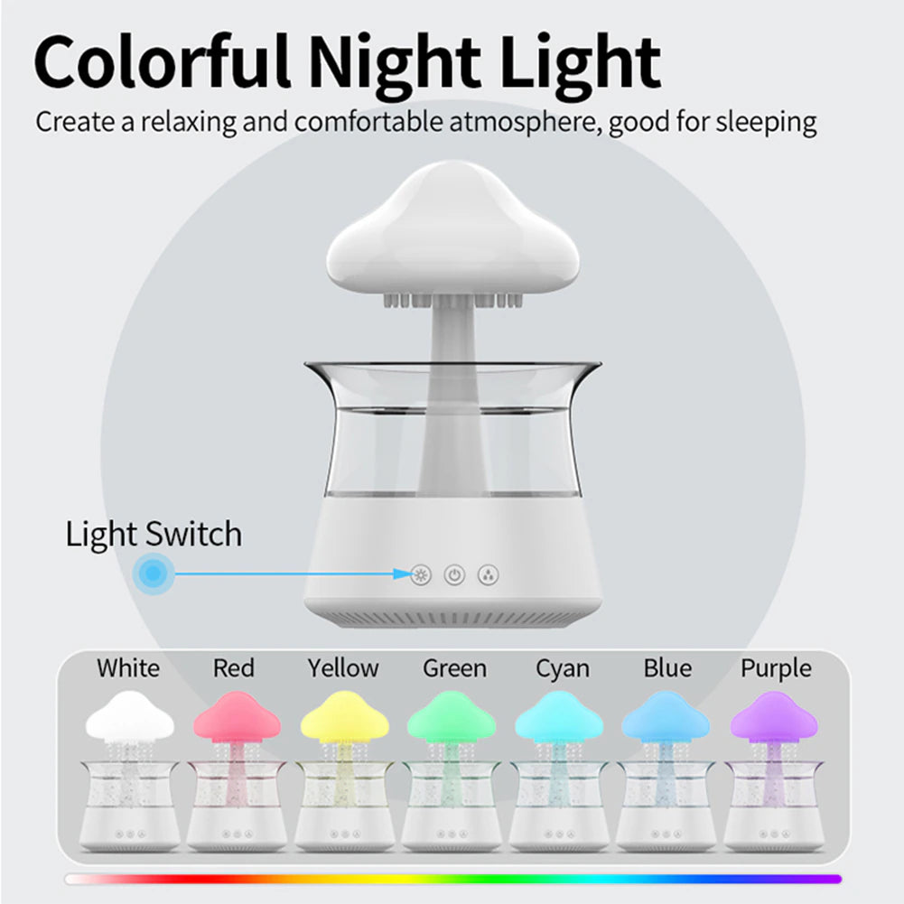 300Ml Mushroom Rain Air Humidifier Rain Cloud Design Colorful Night Light Aroma Diffuser USB Air Diffuser Mist Maker Machine