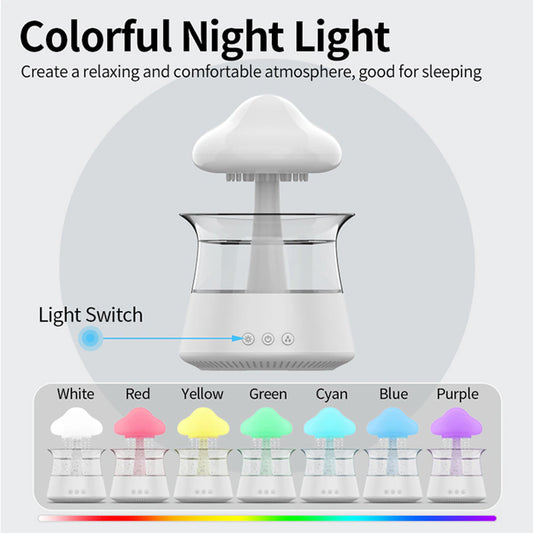 300Ml Mushroom Rain Air Humidifier Rain Cloud Design Colorful Night Light Aroma Diffuser USB Air Diffuser Mist Maker Machine