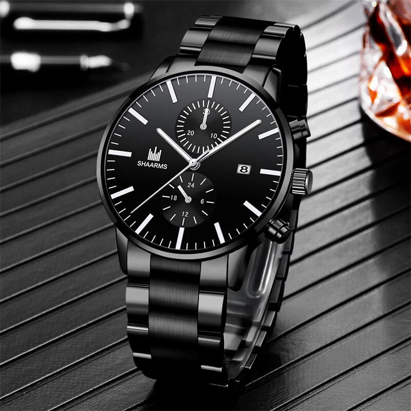 Mens Fashion Business Quartz Watch Stainless Steel including bracelet 